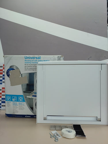 C+P Kit de Unión Universal con Estante Deslizable para Lavadoras y Secadoras, Apto para Lavadoras con Profundidad de 47-62 cm, Fácil de Instalar, Blanco, Lavadoras con Panel Recto